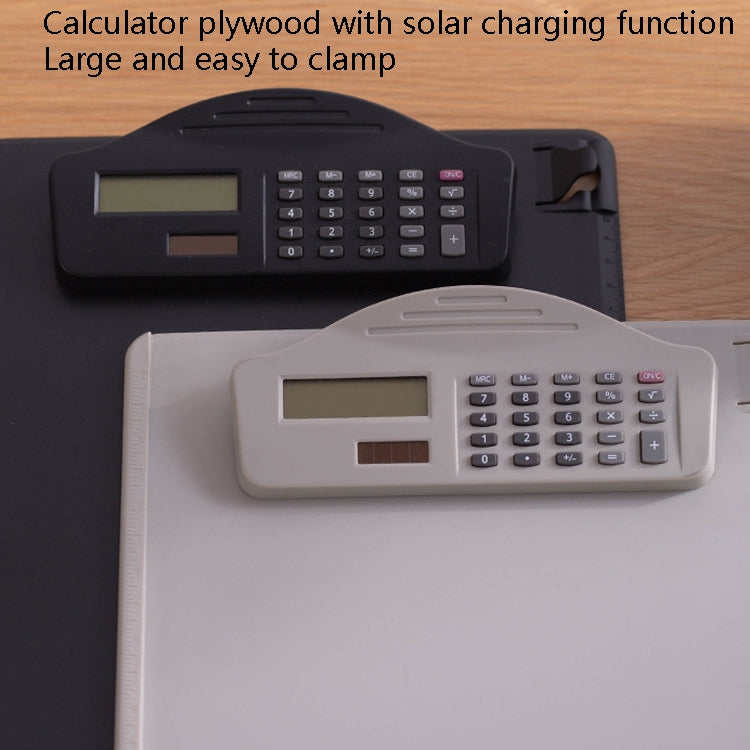 A4 Multi-Function Folder With Calculator Ruler Writing Board File Storage Plastic Splint, Black, White