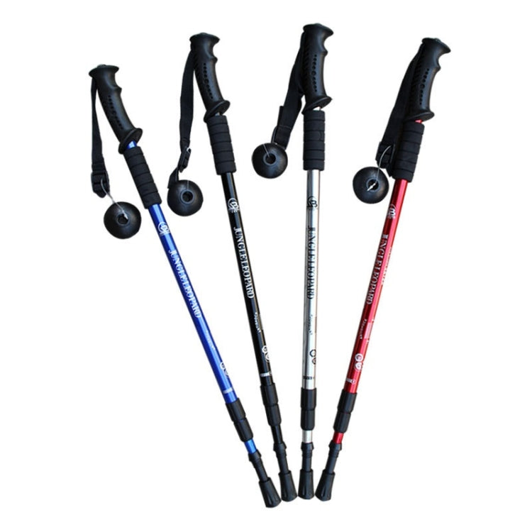JUNGLELEOPARD 3-Section Straight Handle Aluminum Trekking Pole Multifunctional Walking Hand Crutches, Black#66-135cm, Silver White#66-135cm, Red#66-135cm, Blue#66-135cm