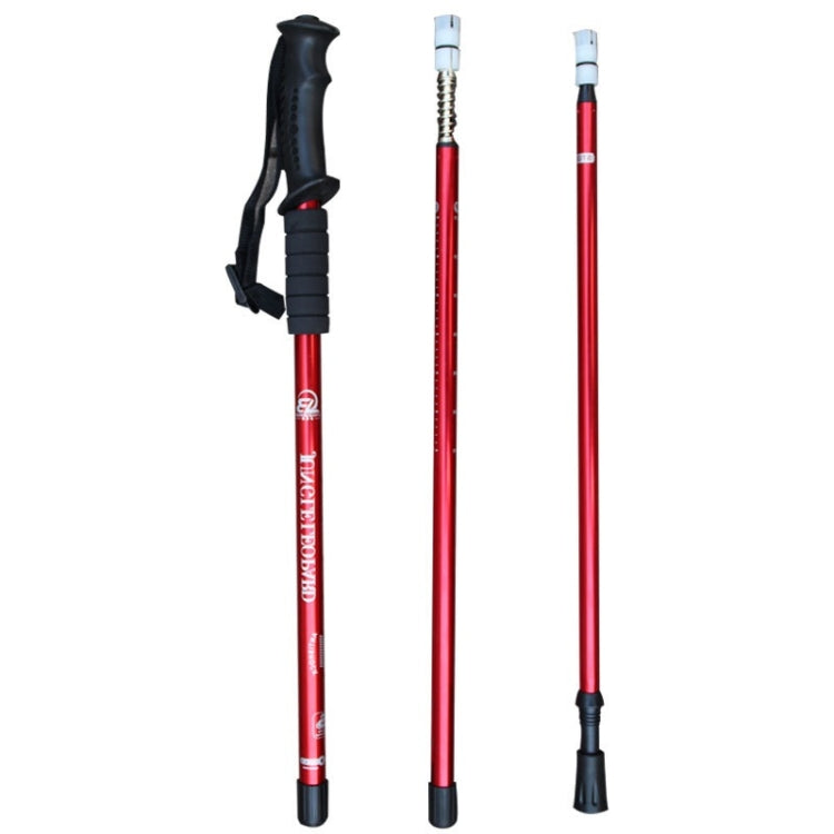 JUNGLELEOPARD 3-Section Straight Handle Aluminum Trekking Pole Multifunctional Walking Hand Crutches, Black#66-135cm, Silver White#66-135cm, Red#66-135cm, Blue#66-135cm