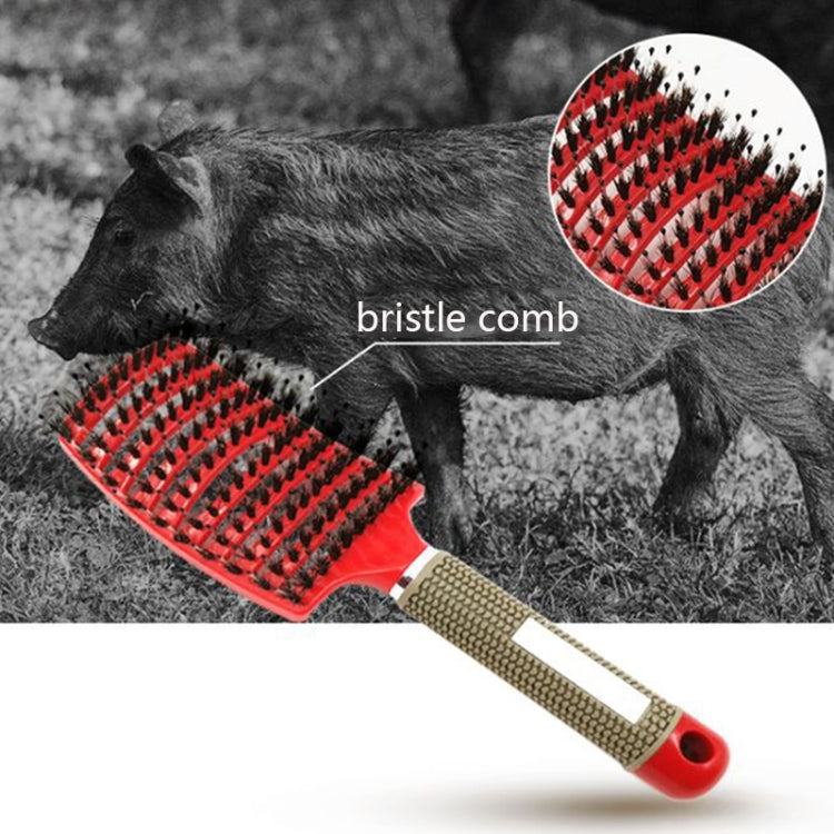 Retro Boar Bristles Hairdressing Big Curved Comb Curly Hair Massage Comb, Black, Red, Pink