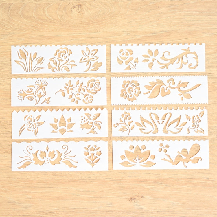 HB-9 Long Series 8 in 1 Drawing Ruler Hand Account Multi-Function Hollow Flower Edge Filling Template, Wave Letters, Cartoon Animals, Flowers, Architecture, Car, Leaves, Weather, Cruise Ship