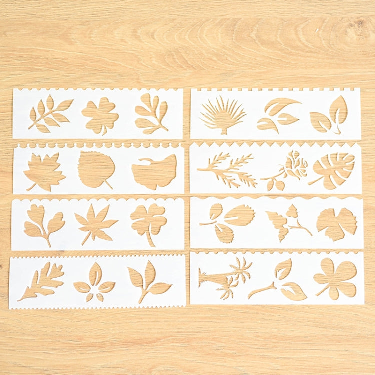HB-9 Long Series 8 in 1 Drawing Ruler Hand Account Multi-Function Hollow Flower Edge Filling Template, Wave Letters, Cartoon Animals, Flowers, Architecture, Car, Leaves, Weather, Cruise Ship