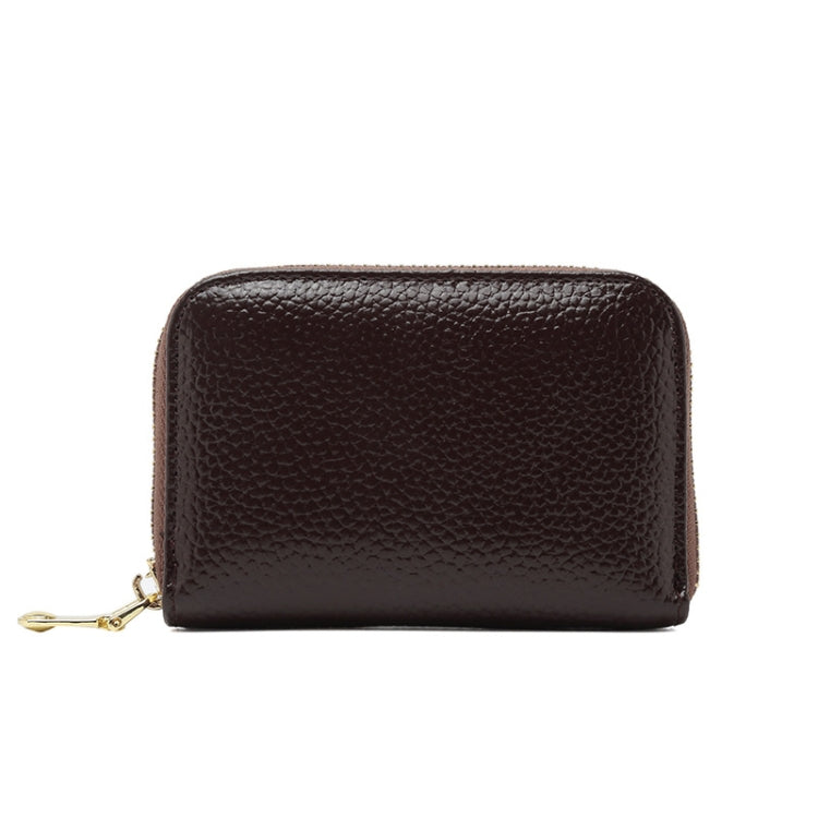 1626 Short RFID Anti-Theft Brush Multiple Card-Binding Card Package Ladies Cowhide Zipper Wallet, Red Wine, Purple, Black, Pink, Royal Blue, Orange, Brown, Linen Blue