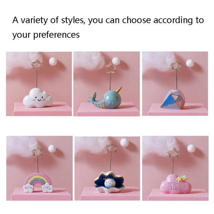6650 Cute Cartoon Shape Photo Clipper Name Card Clip Desktop Decorative Small Ornaments, Cloud, Rainbow, Pink Cloud, Whale, Shell, Diamond
