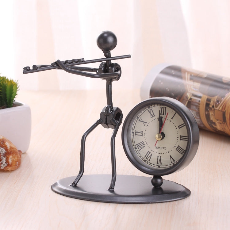 Iron Stainless Steel Small Table Clock Retro Personality Clock Birthday Gift, C61 Violin Clock, C62 Cello Clock, C63 Flute Clock, C64 Accordion Clock, C66 Trombone Clock, C67 French Horn Clock, C68 Guitar Clock, C69 Saxophone Clock, C70 Bes Clock