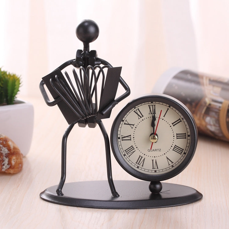 Iron Stainless Steel Small Table Clock Retro Personality Clock Birthday Gift, C61 Violin Clock, C62 Cello Clock, C63 Flute Clock, C64 Accordion Clock, C66 Trombone Clock, C67 French Horn Clock, C68 Guitar Clock, C69 Saxophone Clock, C70 Bes Clock