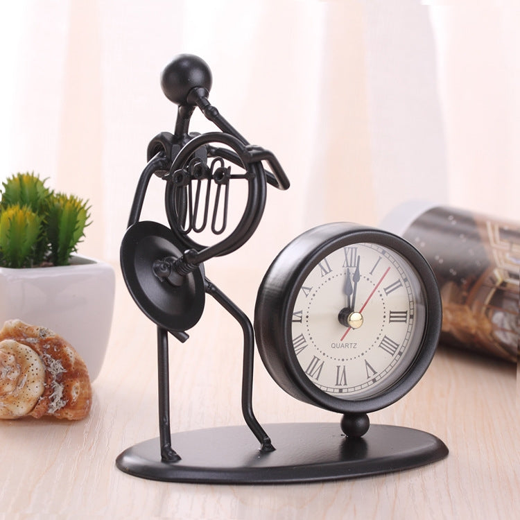 Iron Stainless Steel Small Table Clock Retro Personality Clock Birthday Gift, C61 Violin Clock, C62 Cello Clock, C63 Flute Clock, C64 Accordion Clock, C66 Trombone Clock, C67 French Horn Clock, C68 Guitar Clock, C69 Saxophone Clock, C70 Bes Clock