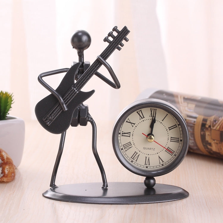 Iron Stainless Steel Small Table Clock Retro Personality Clock Birthday Gift, C61 Violin Clock, C62 Cello Clock, C63 Flute Clock, C64 Accordion Clock, C66 Trombone Clock, C67 French Horn Clock, C68 Guitar Clock, C69 Saxophone Clock, C70 Bes Clock