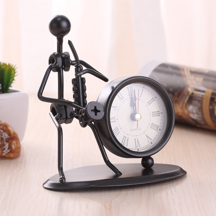 Iron Stainless Steel Small Table Clock Retro Personality Clock Birthday Gift, C61 Violin Clock, C62 Cello Clock, C63 Flute Clock, C64 Accordion Clock, C66 Trombone Clock, C67 French Horn Clock, C68 Guitar Clock, C69 Saxophone Clock, C70 Bes Clock