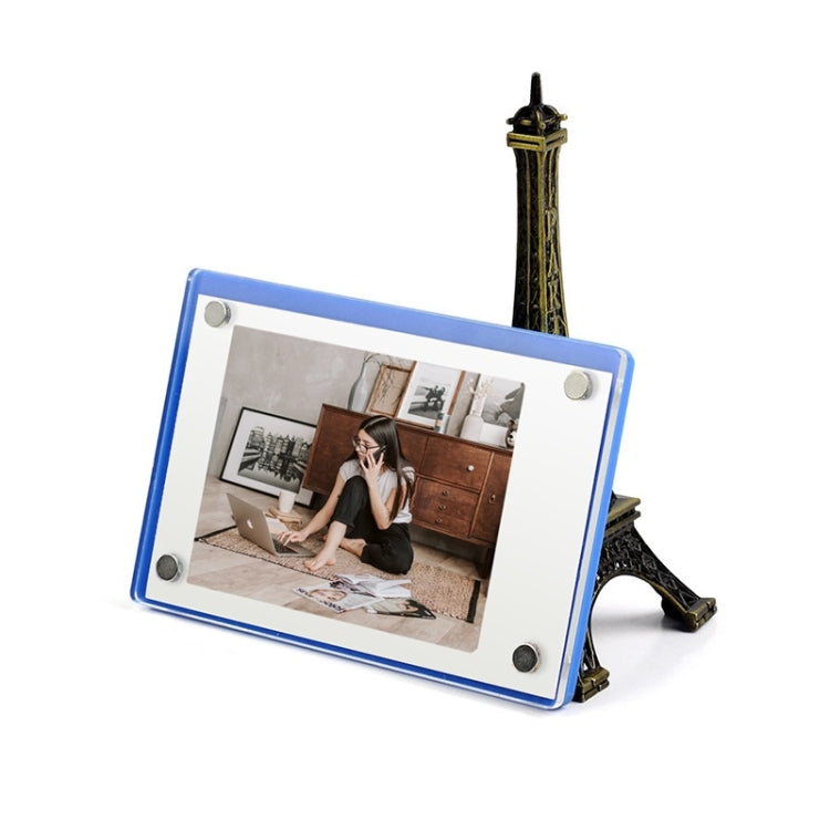 3 Inch Photo Acrylic Photo Frame Refrigerator Magnetic Sticker For Polaroid, 98 Persent Translucent, Wave Point, Pink, Blue