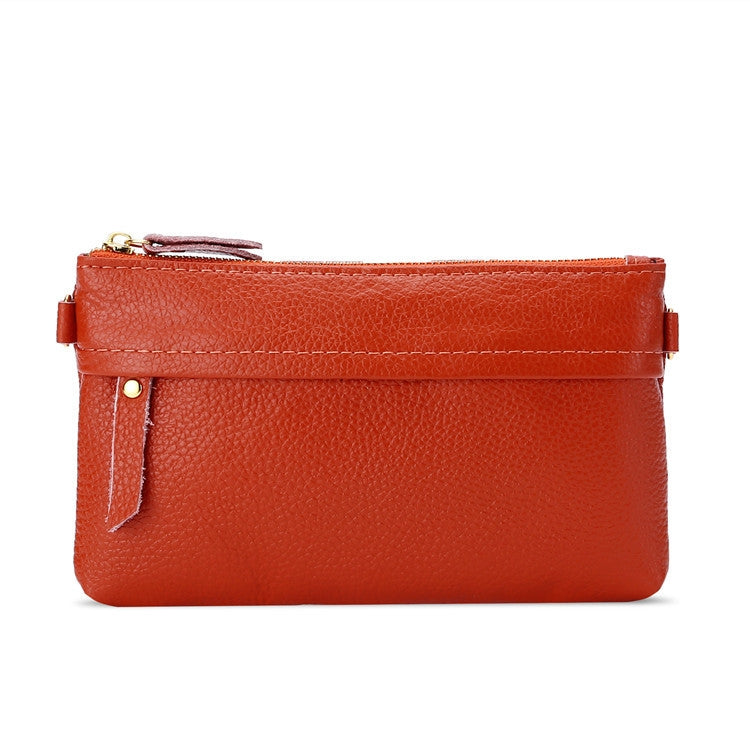 Ladies One-Shoulder Diagonal Mobile Phone Coin Purse, Ink, Lake Blue, Khaki, Jujube Red, Orange, Brown, Red, Navy Blue, Black