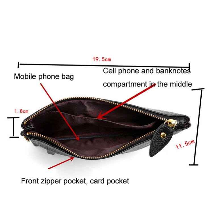 Ladies One-Shoulder Diagonal Mobile Phone Coin Purse, Ink, Lake Blue, Khaki, Jujube Red, Orange, Brown, Red, Navy Blue, Black