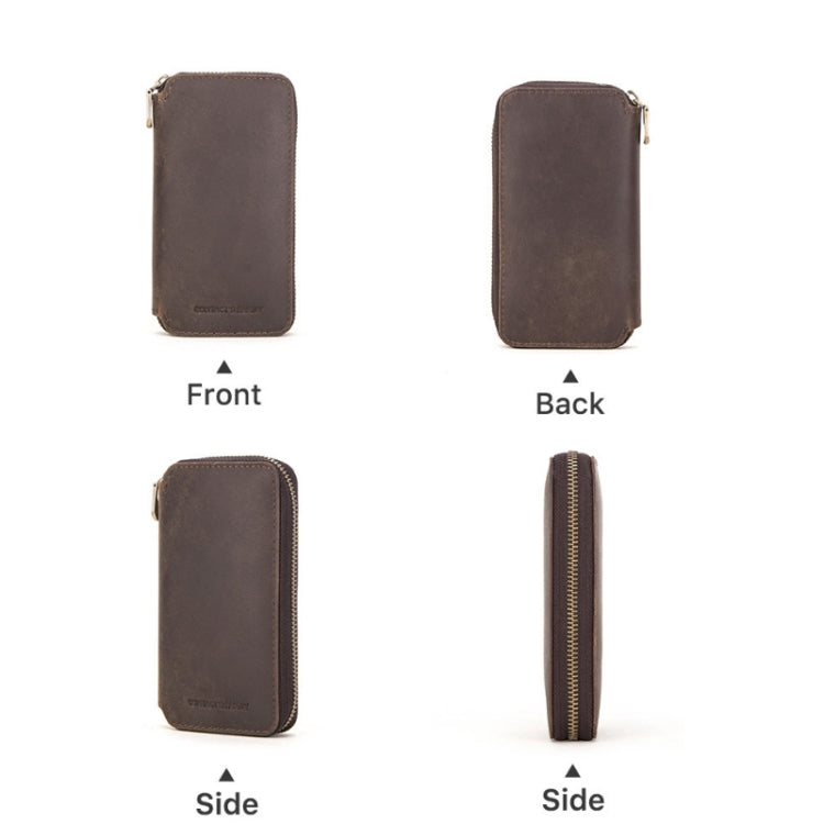 Contacts Family  CF1114 Leather Watch Box Retro Crazy Horse Leather Zipper Couple Watch Bag, CF1114