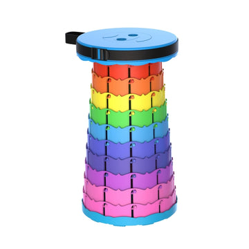 Outdoor Folding Telescopic Stool Portable Fishing Chair, 45cm(Rainbow)
