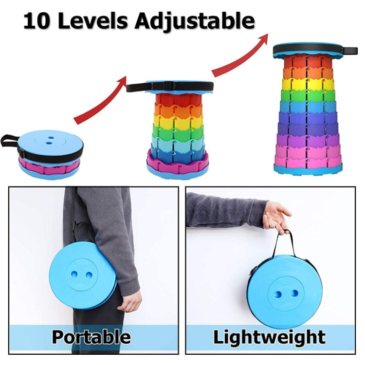 Outdoor Folding Telescopic Stool Portable Fishing Chair, 45cm(Rainbow)