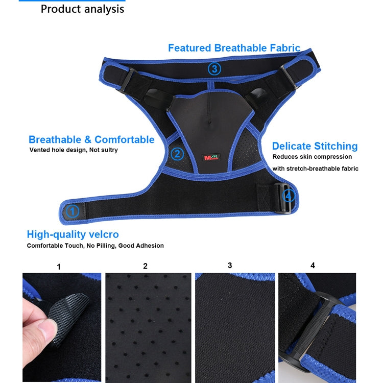 G06 Four-Direction Adjustable Pressure And Breathable Shoulder Pad Sports Protective Gear，Style:, Ordinary Version M (Black Blue), Ordinary Version L(Black Blue), Airbag Version M (Black Blue), Airbag Version L (Black And Blue), Ordinary Version M (Bla...