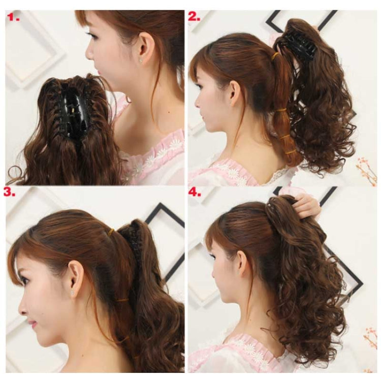 Women Curly Hair Short Ponytail Wig With Shark Clip, 4AH27A #, 12H24 #, 16H613 #, 22H24 #, 22M613 #, 86M613 #