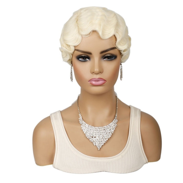 Ladies Short Hair Wig Retro Water Wave Curly Wig, 27 #, 51p #, 613 #, Red #