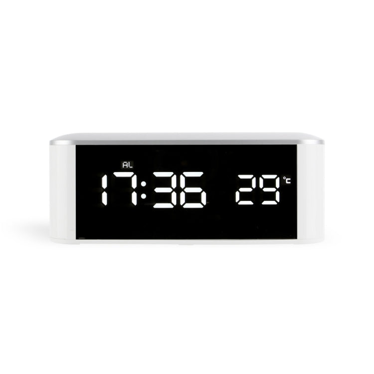 Home LED Mirror Multifunction Electronic Clock Mirror Clock Household Thermometer, Red Word, White Word, Blue Word