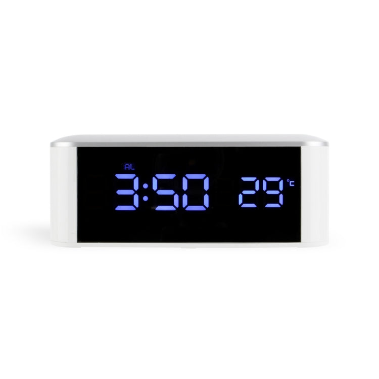 Home LED Mirror Multifunction Electronic Clock Mirror Clock Household Thermometer, Red Word, White Word, Blue Word