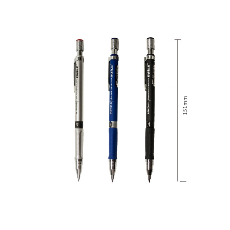 Baile 2.0mm Exam Push-out Drawing Drawing Writing Activity Automatic 2B Pencil, Blue, Black, Silver