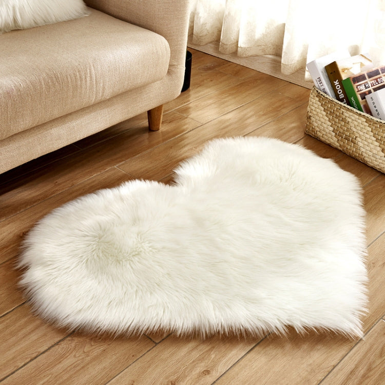 Love Heart Rugs Artificial Wool Sheepskin Hairy Carpet Faux Floor Mat Fur Plain Fluffy Soft Area Rug Tapetes, 30*40cm, 40*50cm, 50*60cm, 70*90cm