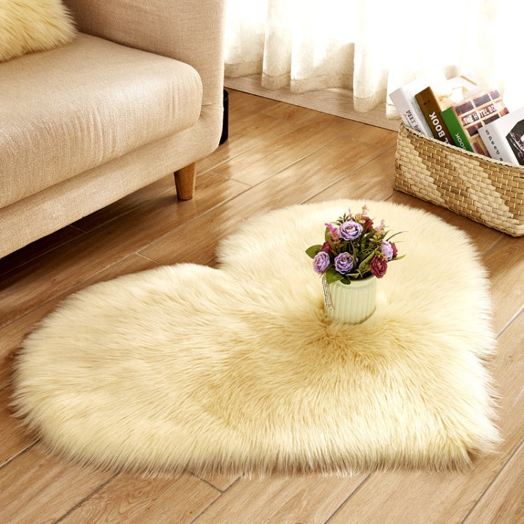 Love Heart Rugs Artificial Wool Sheepskin Hairy Carpet Faux Floor Mat Fur Plain Fluffy Soft Area Rug Tapetes, 30*40cm, 40*50cm, 50*60cm, 70*90cm