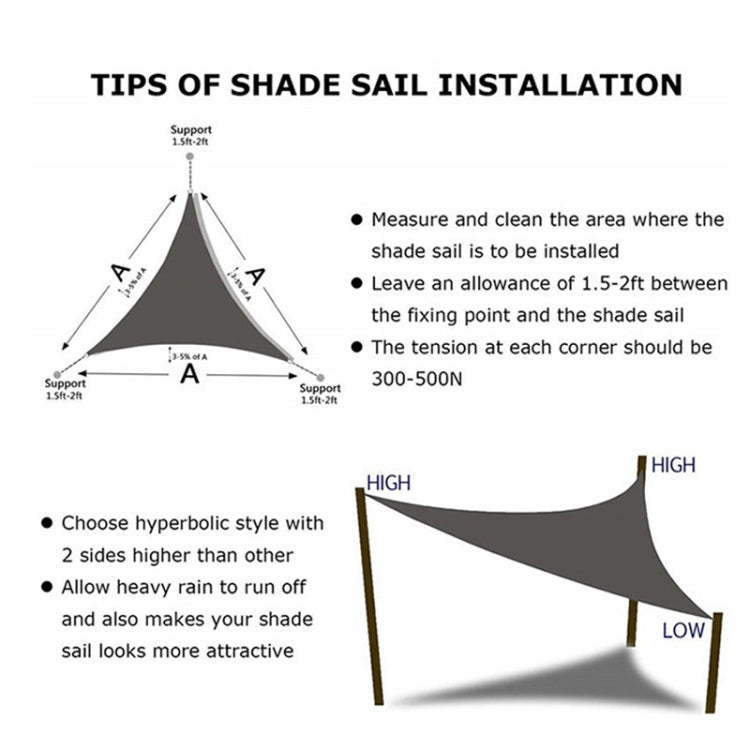 Triangle Outdoor Garden Sunshade Sail Waterproof Anti-UV Canopy, Size: 2m x 2m x 2m, 2m x 2m x 2m, 2m x 2m  x 2m