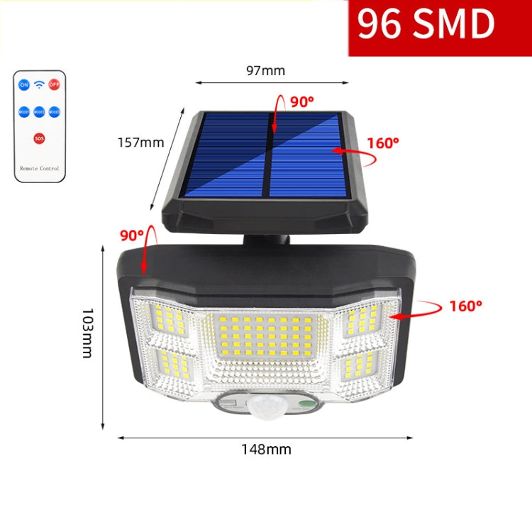 TG-TY085 Solar Outdoor Human Body Induction Wall Light Household Garden Waterproof Street Light wIth Remote Control, Spec:, 96 LED Integrated, 96 COB Integrated, 96 LED Separated, 96 COB Separated, 168 LED  Integrated, 168 COB  Integrated              ...