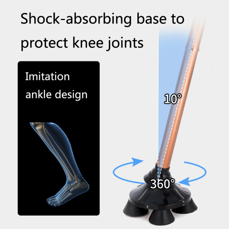 TBS-009 Four-Legged Folding Elderly Crutches Aluminum Alloy Light And Multifunctional Non-Slip Crutches With Light, TBS-009(Black), TBS-009(Brown)