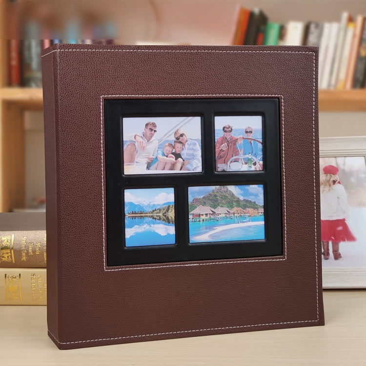 6 Inch 600 Sheets Leather Cover Photo Album Family Photo Album Storage Book, Black, Dark Brown, Light Brown