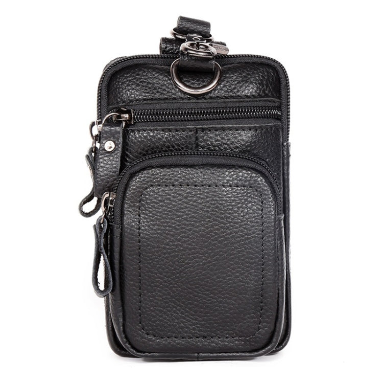 6386 Men Retro Cowhide Multifunctional Sports Belt Waist Bag, Black, Coffee, Brown