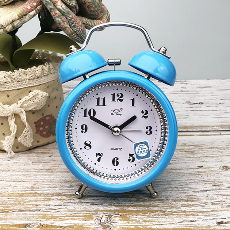 3 Inch Metal Bell Alarm Clock With Night Light Student Bedside Fashion Clock, Red, Green, Blue, Pink, Orange