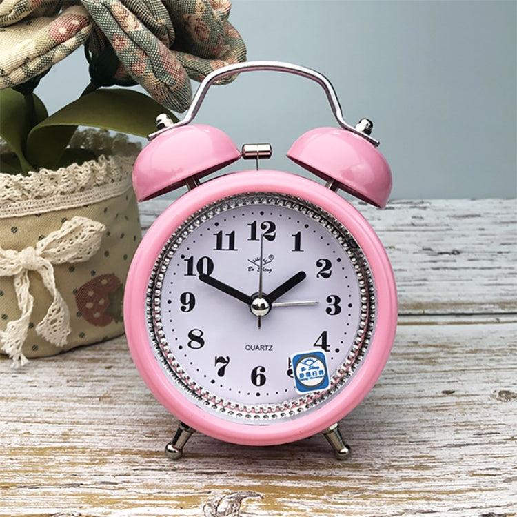 3 Inch Metal Bell Alarm Clock With Night Light Student Bedside Fashion Clock, Red, Green, Blue, Pink, Orange