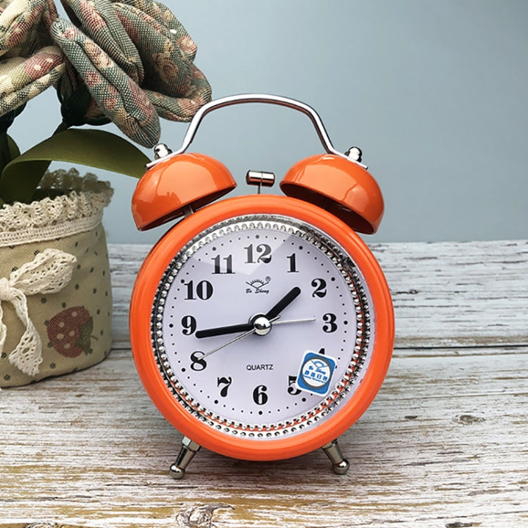 3 Inch Metal Bell Alarm Clock With Night Light Student Bedside Fashion Clock, Red, Green, Blue, Pink, Orange