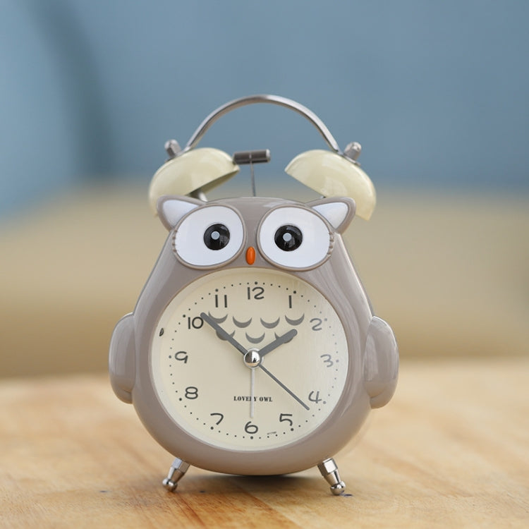 3 Inch Children Cartoon Owl Luminous Silent Bedside Snooze Small Alarm Clock, Pink, Gray, Light Blue, Ink Green