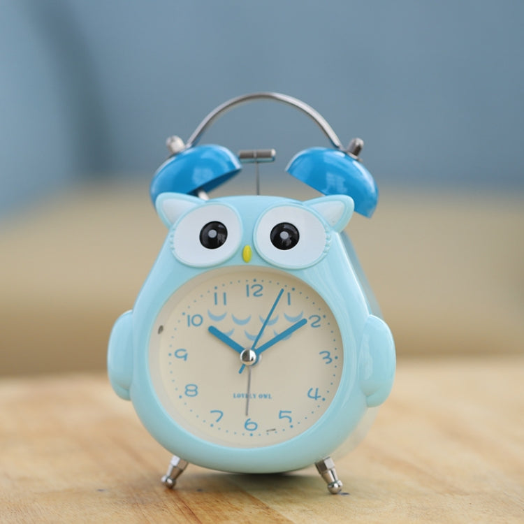 3 Inch Children Cartoon Owl Luminous Silent Bedside Snooze Small Alarm Clock, Pink, Gray, Light Blue, Ink Green