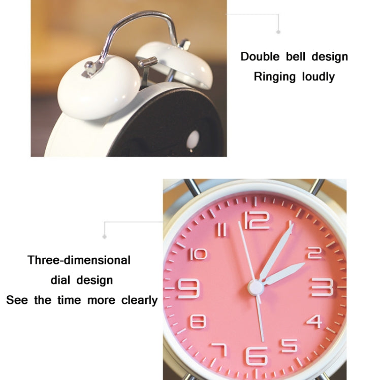 4 Inch Bedroom Bedside Stereo Digital Silent Alarm Clock With Light, White Shell Pink Surface, White Shell Blue Surface, White Shell Green Surface, White Shell Red Surface, White Shell White Surface, 4 inch convex powder shell, Blue Shell  Blue Surface...