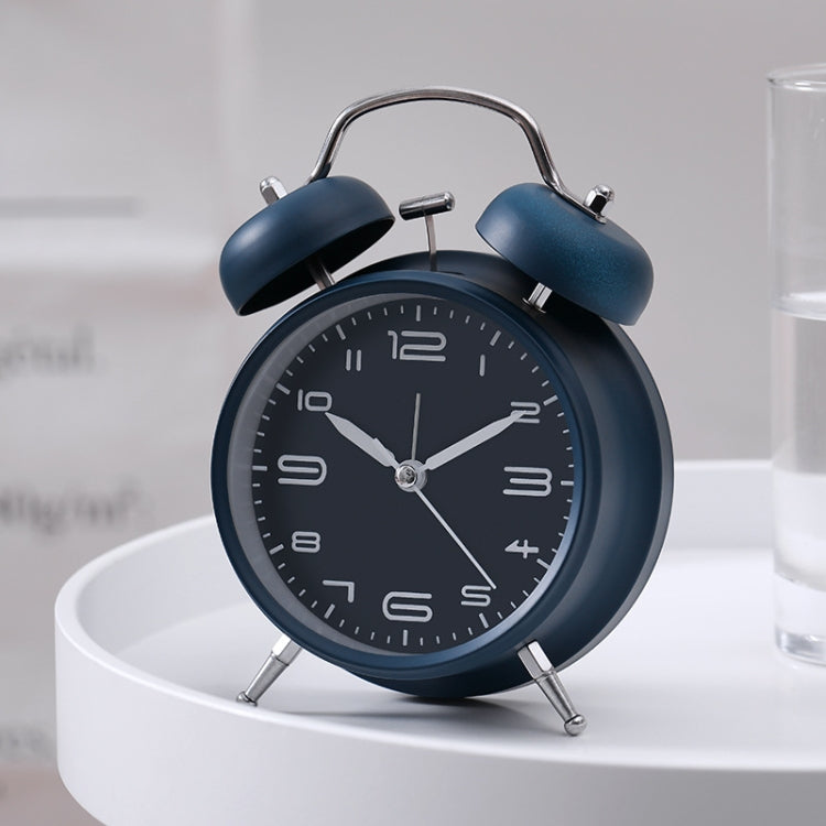 3304T Bedroom Bedside Multifunctional Bell Metal Alarm Clock With Night Light, Wine Red, Navy Blue, Pink, White, Black