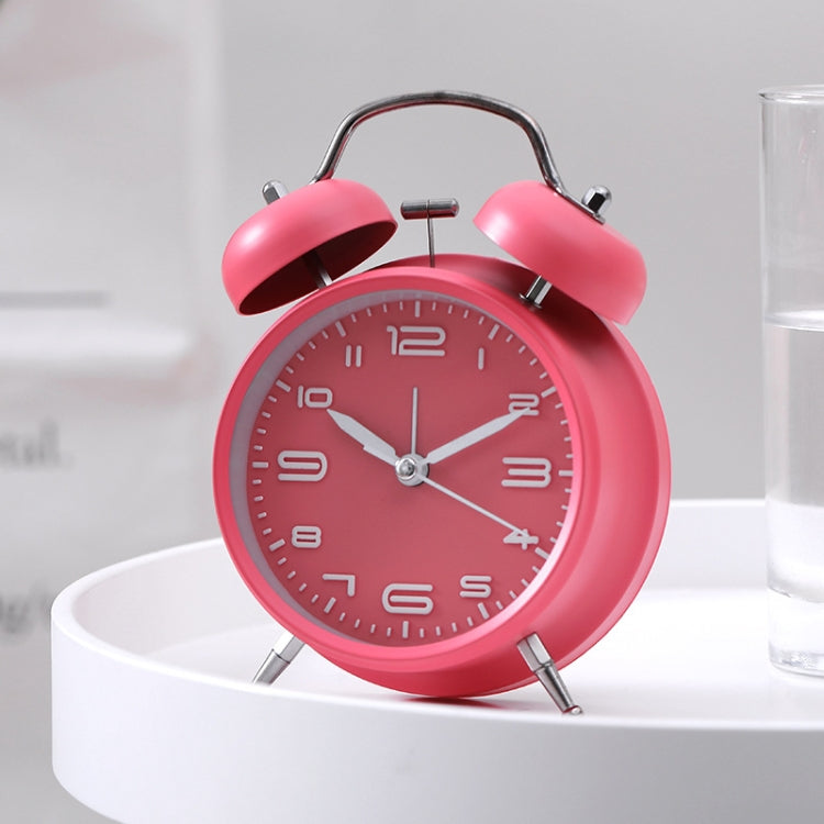 3304T Bedroom Bedside Multifunctional Bell Metal Alarm Clock With Night Light, Wine Red, Navy Blue, Pink, White, Black