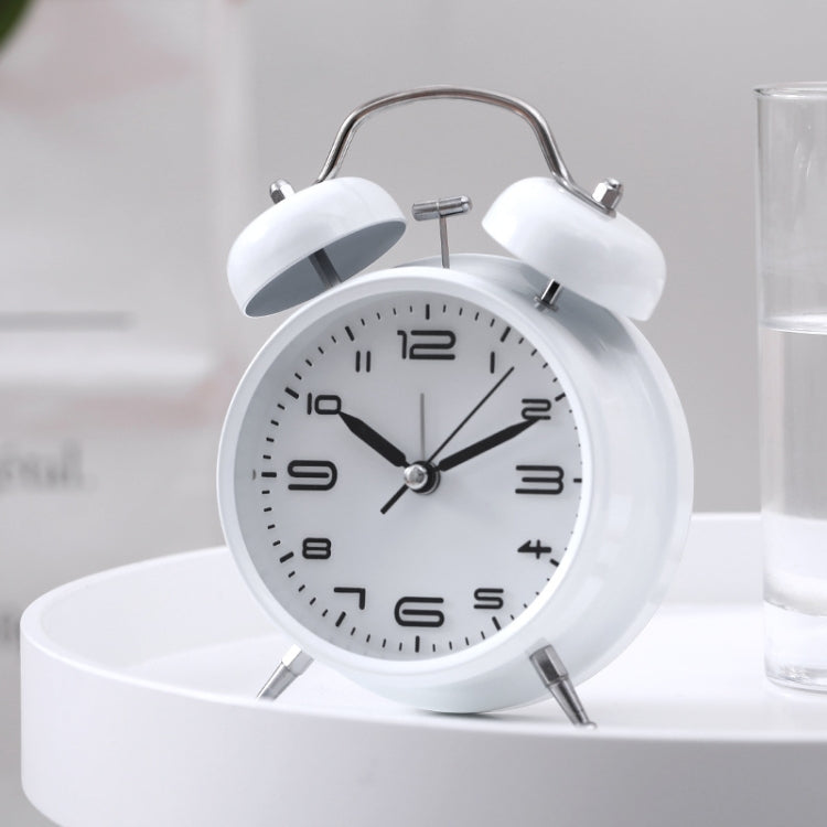 3304T Bedroom Bedside Multifunctional Bell Metal Alarm Clock With Night Light, Wine Red, Navy Blue, Pink, White, Black