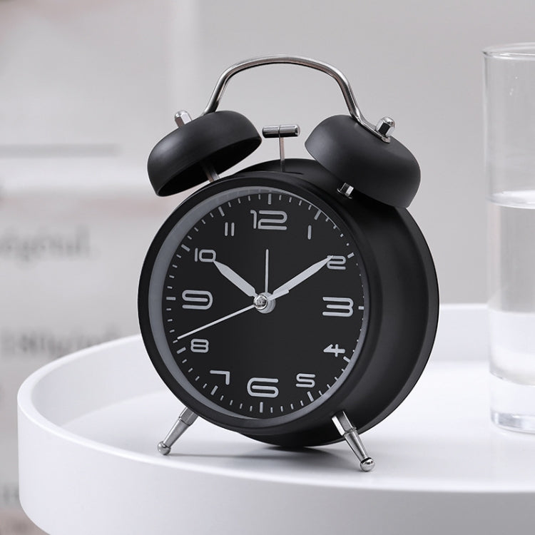 3304T Bedroom Bedside Multifunctional Bell Metal Alarm Clock With Night Light, Wine Red, Navy Blue, Pink, White, Black