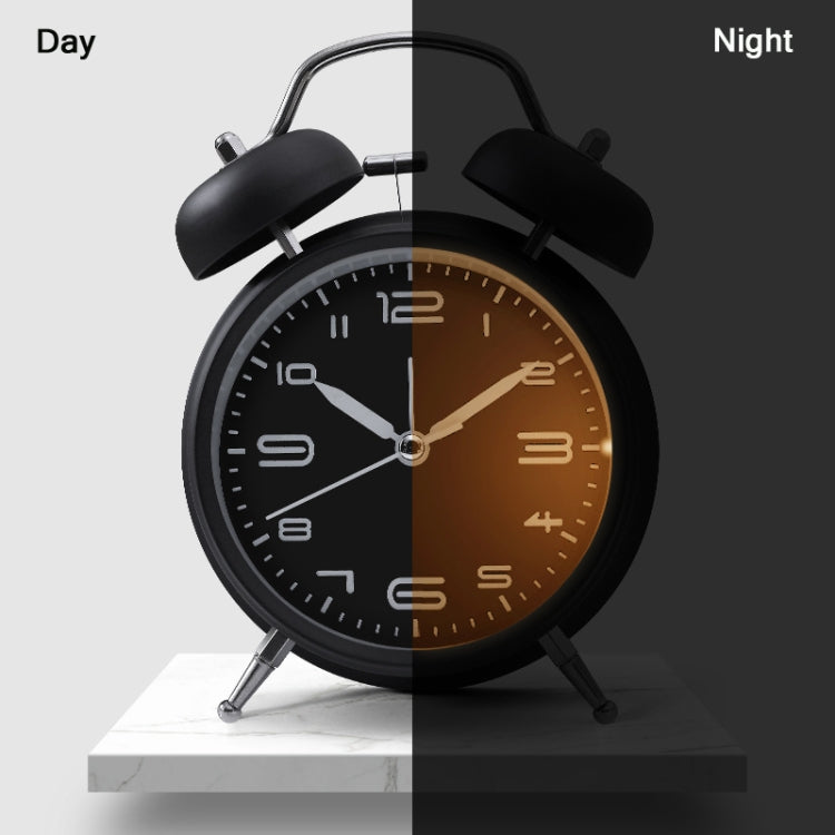 3304T Bedroom Bedside Multifunctional Bell Metal Alarm Clock With Night Light, Wine Red, Navy Blue, Pink, White, Black