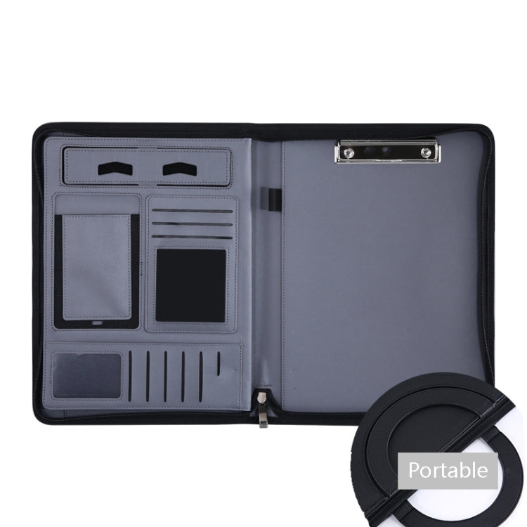 KC601 A4 Multifunctional Portable Folder Business Zipper Bag Leather Folder, Style:, No Chargeable No Calculator No Memo Pad (Black), No Chargeable No Calculator No Memo Pad (Dark Blue), No Chargeable No Calculator No Memo Pad (Gray)                   ...