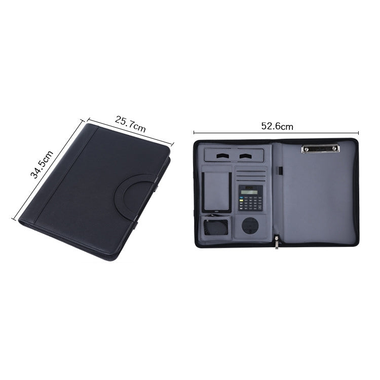 KC601 A4 Multifunctional Portable Folder Business Zipper Bag Leather Folder, Style:, No Chargeable No Calculator No Memo Pad (Black), No Chargeable No Calculator No Memo Pad (Dark Blue), No Chargeable No Calculator No Memo Pad (Gray)                   ...