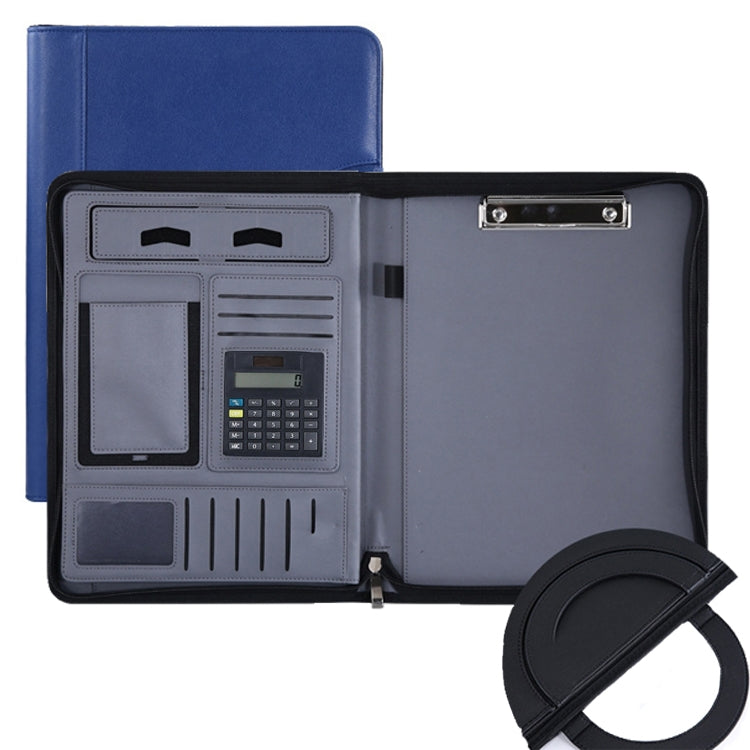 KC601 A4 Multifunctional Portable Folder Business Zipper Bag Leather Folder, Style:, No Chargeable No Calculator No Memo Pad (Black), No Chargeable No Calculator No Memo Pad (Dark Blue), No Chargeable No Calculator No Memo Pad (Gray)                   ...
