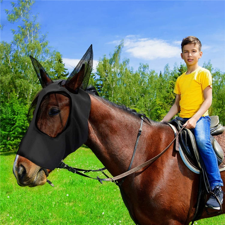 MMZ-001 Breathable Horse Mask Mosquito Insect And Fly Mask Equestrian Supplies, Horse Mask (Purple), Horse Mask (Rose Red), Horse Mask (Grey), Horse Mask (Black)