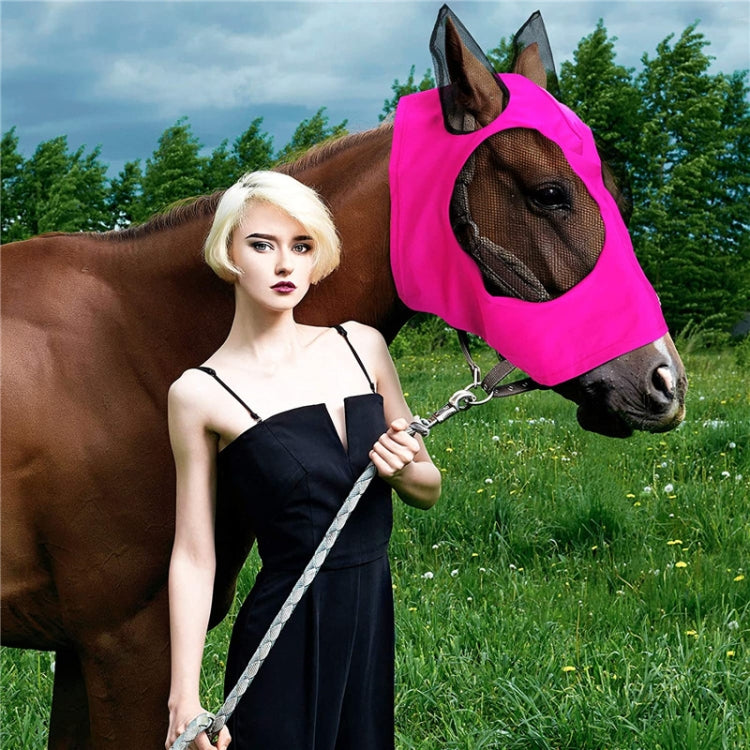 MMZ-001 Breathable Horse Mask Mosquito Insect And Fly Mask Equestrian Supplies, Horse Mask (Purple), Horse Mask (Rose Red), Horse Mask (Grey), Horse Mask (Black)