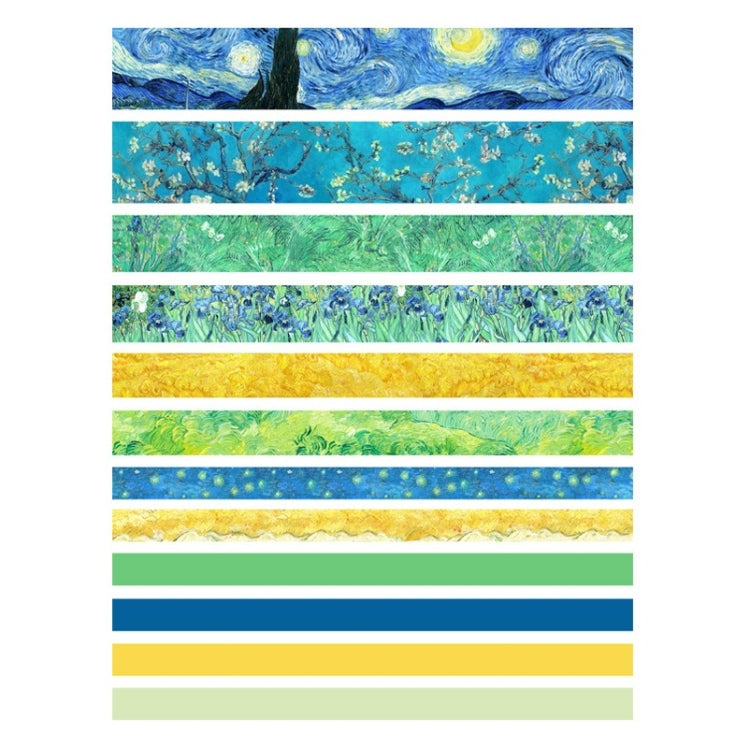 Antique And Paper Tape Hand Account DIY Decoration Material, Green Mint, Blue Trajectory, Geometric Patterns, Van Gogh Impression, Ancient Style, Sakura Party, Flower Fragments