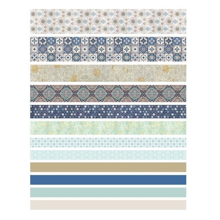 Antique And Paper Tape Hand Account DIY Decoration Material, Green Mint, Blue Trajectory, Geometric Patterns, Van Gogh Impression, Ancient Style, Sakura Party, Flower Fragments